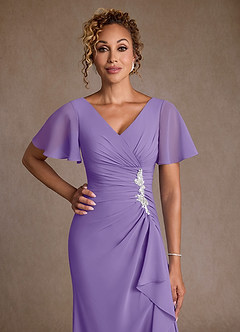 Azazie Suffolk vestidos de madre de la novia Vestido de Tahití de Gasa de Corte en A con Plisado image4