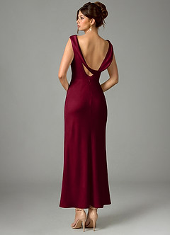 Azazie Kieryn Robes de demoiselle d'honneur Robe Sirène en Satin extensible Plissée Bourgogne image5