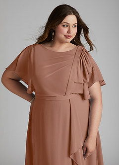 Azazie Aaliyah vestidos de dama de honor modestos Vestido de Corte En A Plisado Scoop Hasta el suelo Gasa image11