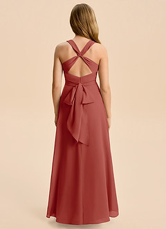 Azazie Kirsten Junior Linia A Pofałdowany Szyfon Długość podłogi Młodsza druhna Sukienka image3