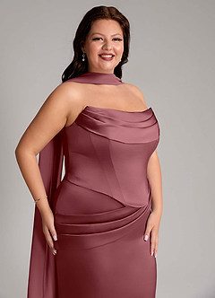 Azazie Sorrel Bridesmaid Dresses Desert Rose Mermaid Strapless Stretch Satin Convertible Dress image13