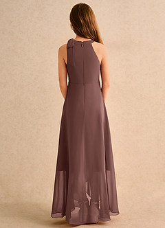 Azazie Boop Girls Formal Flower Girl Dresses Espresso A-Line Bow Chiffon Dress image2