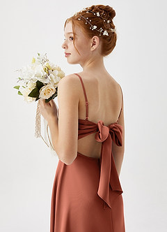 Azazie Shale Junior Clay A-Line Stretch Satin Dress image1