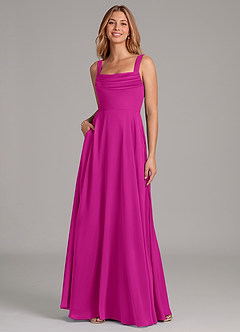 Azazie Shaude Bridesmaid Dresses Fuchsia A-Line Pleated Chiffon Dress image3