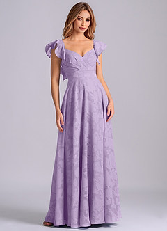 Azazie Leilani Robes de demoiselle d'honneur Robe Trapèze en Blumen-Burnout Encolure en Forme de Cœur Lilas image1