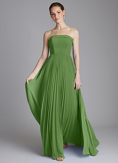 Azazie Mariana Bridesmaid Dresses Basil A-Line Strapless Chiffon Dress image5