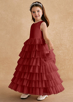Azazie Twinkle Toes Blumenmädchenkleider A-Linie Schleifen Tüll Kleid Rost image4