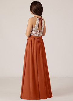 Azazie Fahari Junior Burnt Orange A-Line Lace Chiffon Dress image4