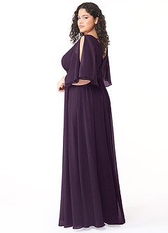 Azazie Temeka Bridesmaid Dresses Plum A-Line Ruched Chiffon Dress image10