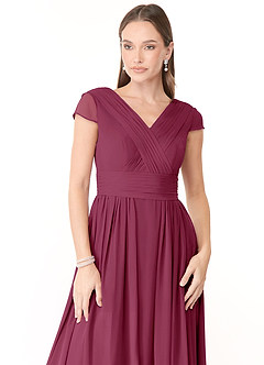 Azazie Organa Bridesmaid Dresses Mulberry A-Line Pleated Chiffon Dress image5