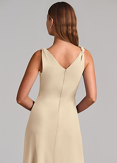 Azazie Nerine Brudtärnklänningar Klä av A-Linje i Chiffong Plisserad Champagne image7