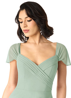 Azazie Tancie Bridesmaid Dresses Agave A-Line Off the Shoulder Chiffon Convertible Dress image4