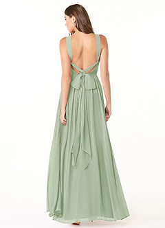 Azazie Dionne Brautjungfernkleider A-Linie Korsett Chiffon Kleid Staubiger Salbeigrün image2