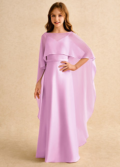 Azazie Fishie Girls Formal Robe Demoiselle D'honneur Fillette Robe Trapèze en Mat Satiné Rose Bonbon image1