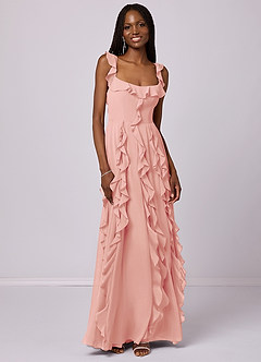 Barbie ♥ Azazie Bridesmaid Dresses Rosette A-Line with Pockets Chiffon Dress image3