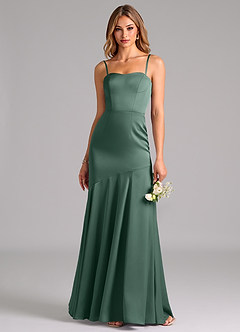 Azazie Shiloh Bridesmaid Dresses Eucalyptus Mermaid Strapless Stretch Satin Convertible Dress image2