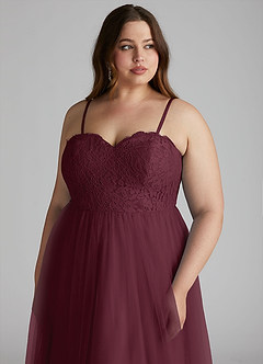 Azazie Roni Bridesmaid Dresses Cabernet A-Line Sweetheart Neckline Tulle Convertible Dress image13