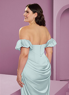 Barbie ♥ Azazie Jurken voor bruidsmeisjes Converteerbaar Jurk van Stretch Satijn met Kolom Off the Shoulder De Nevel image17