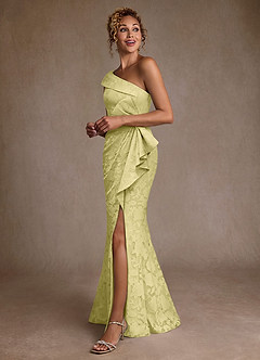 Azazie Hampton Mother of the Bride Dresses Lemon Sorbet Mermaid One Shoulder Floral Burnout Dress image2
