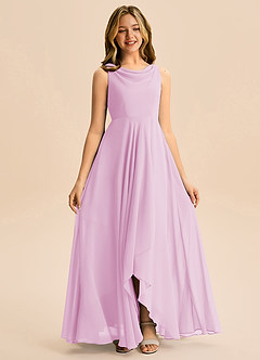 Azazie Mannie Junior A-Linie Plissee Chiffon Kleid Bonbonrosa image3