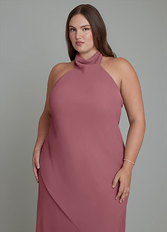 Azazie Velli Abiti da Damigella Abito Sirena in Chiffon Collo alto Rosa Del Deserto image9