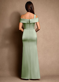 Azazie Altonia Mother of the Bride Dresses Dusty Sage Mermaid Off the Shoulder Stretch Satin Dress image3
