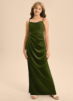 Azazie Mai Junior Olive A-Line Sweetheart Neckline Velvet Dress image6