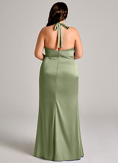 Azazie Valerie Vestidos de damas de honor Vestido Pistacho de Satén Elástico de Corte Sirena con Plisado image12