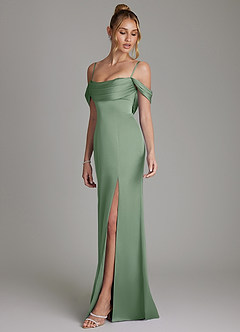 Azazie Nira Suknie dla druhen Syrena Gorset Satyna elastyczna Do ziemi Sukienka image6