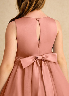 Azazie Prima Robe Demoiselle D'honneur Fillette Robe Trapèze en Tulle Arc Mai Tai image6