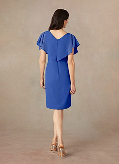 Azazie Julia Mother of the Bride Dresses Royal Blue Sheath V-Neck Pleated Chiffon Dress image4