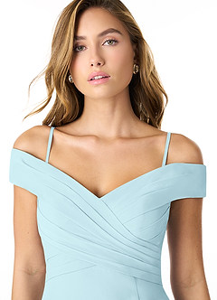 Azazie Lecia Final Sale Black Empire Off-The-Shoulder Pleated Chiffon Convertible Dress image2