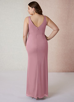 Azazie Leandra Bridesmaid Dresses Vintage Mauve Mermaid V-Neck Pleated Mesh Dress image9