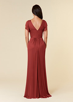 Azazie Reneya Mother of the Bride Dresses Rust A-Line Pleated Mesh Dress image4
