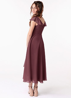 Azazie Posie Junior A-Linie Gestreift Chiffon Kleid Sangria image2
