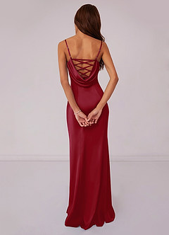 Barbie ♥ Azazie Bridesmaid Dresses Pomegranate Mermaid Corset Stretch Satin Dress image2