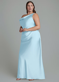 Azazie Emerson Brudtärnklänningar Klänning av Sjöjungfru i Stretch Satin Off the shoulder Himmelsblå image10