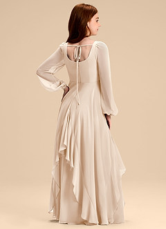 Azazie Clara Junior Robe Trapèze en Mousseline de soie Blouson Albâtre Blanc image8