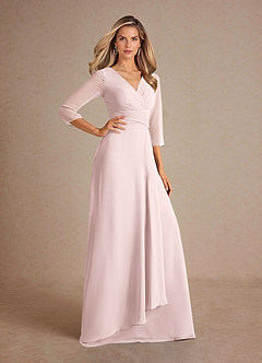 Azazie Mayfield Mother of the Bride Dresses Blushing Pink A-Line Pleated Chiffon Dress image4