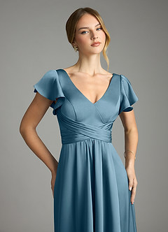 Azazie Omari Bridesmaid Dresses Bermuda A-Line Stretch Satin Dress image6