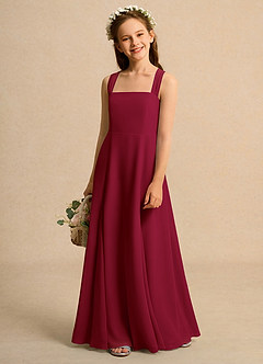 Azazie Tater Girls Formal Blumenmädchenkleider A-Linie Plissee Chiffon Kleid Burgunderrot image1
