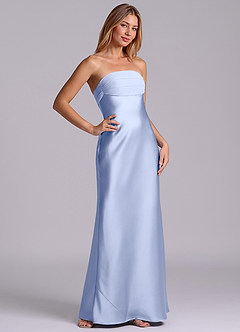 Azazie Ailanie 신부 들러리 드레스 쉬스 스트랩리스 스트레치 새틴 바닥 길이 드레스 image5