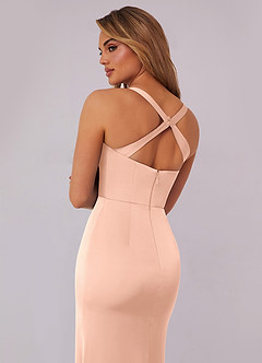 Barbie ♥ Azazie Bridesmaid Dresses English Rose Mermaid Pleated Stretch Satin Dress image3
