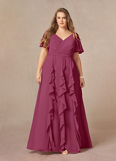 Azazie Watson Mother of the Bride Dresses Mulberry A-Line V-Neck Chiffon Dress image6