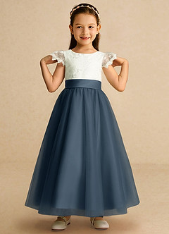 Azazie Pookie Flower Girl Dresses Neptune A-Line Lace Tulle Dress image3