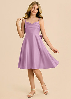 Azazie Bear Junior Wisteria A-Line Sweetheart Neckline Stretch Satin Dress image3