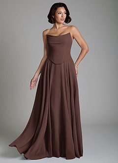 Azazie Ira Bridesmaid Dresses Ganache A-Line Corset Chiffon Dress image5