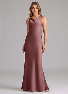 Azazie Allettie Bridesmaid Dresses Vintage Mauve Mermaid Stretch Satin Dress image6