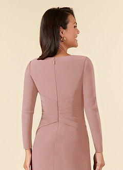 Azazie Natalya Mother of the Bride Dresses Dusty Rose A-Line Pleated Luxe Knit Dress image6