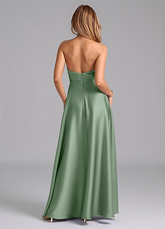 Azazie Tessie Bridesmaid Dresses Matcha A-Line Pleated Stretch Satin Dress image2